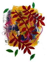 Folhas vermelhas (monoprint no papel)